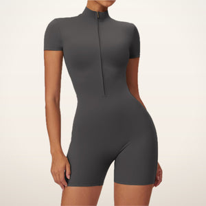 Sculpt Zip Short-Sleeve Jumpsuit | Velvetella