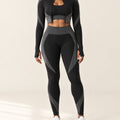 Seamless 3-Piece Set in Black Grey – front | Velvetella
