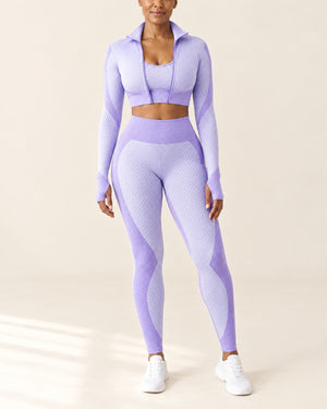 Seamless 3-Piece Set in Lavender – front | Velvetella