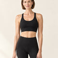 Seamless Cross-Strap Bra Tank in Fashion Black – front | Velvetella
