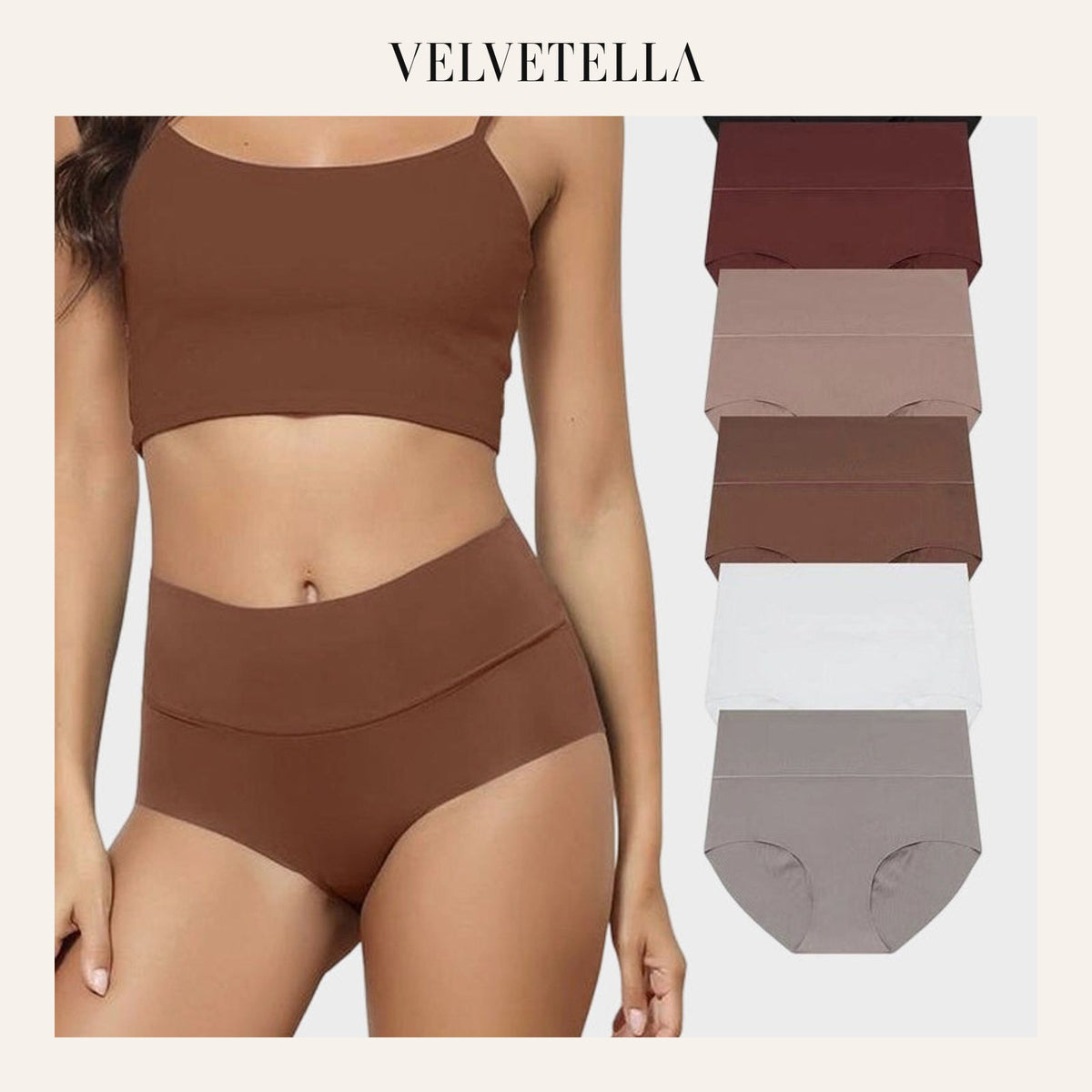 High-Waist Seamless No-Show Briefs | Velvetella