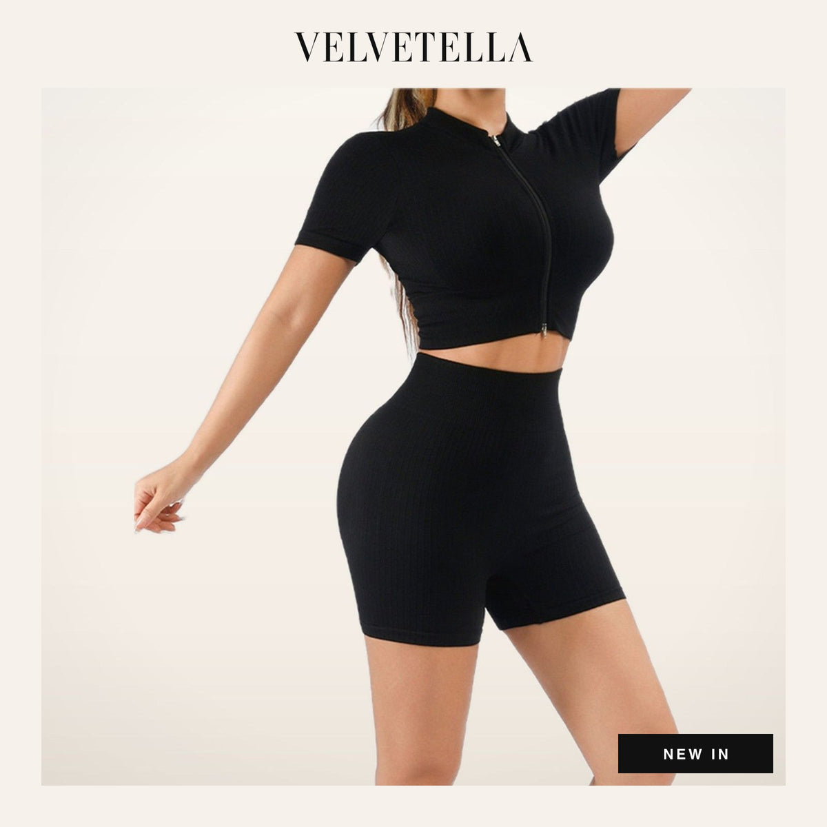 Seamless Rib Crop Top & Short Set | Velvetella