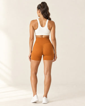 Seamless Scrunch Short in Bright Orange – back | Velvetella