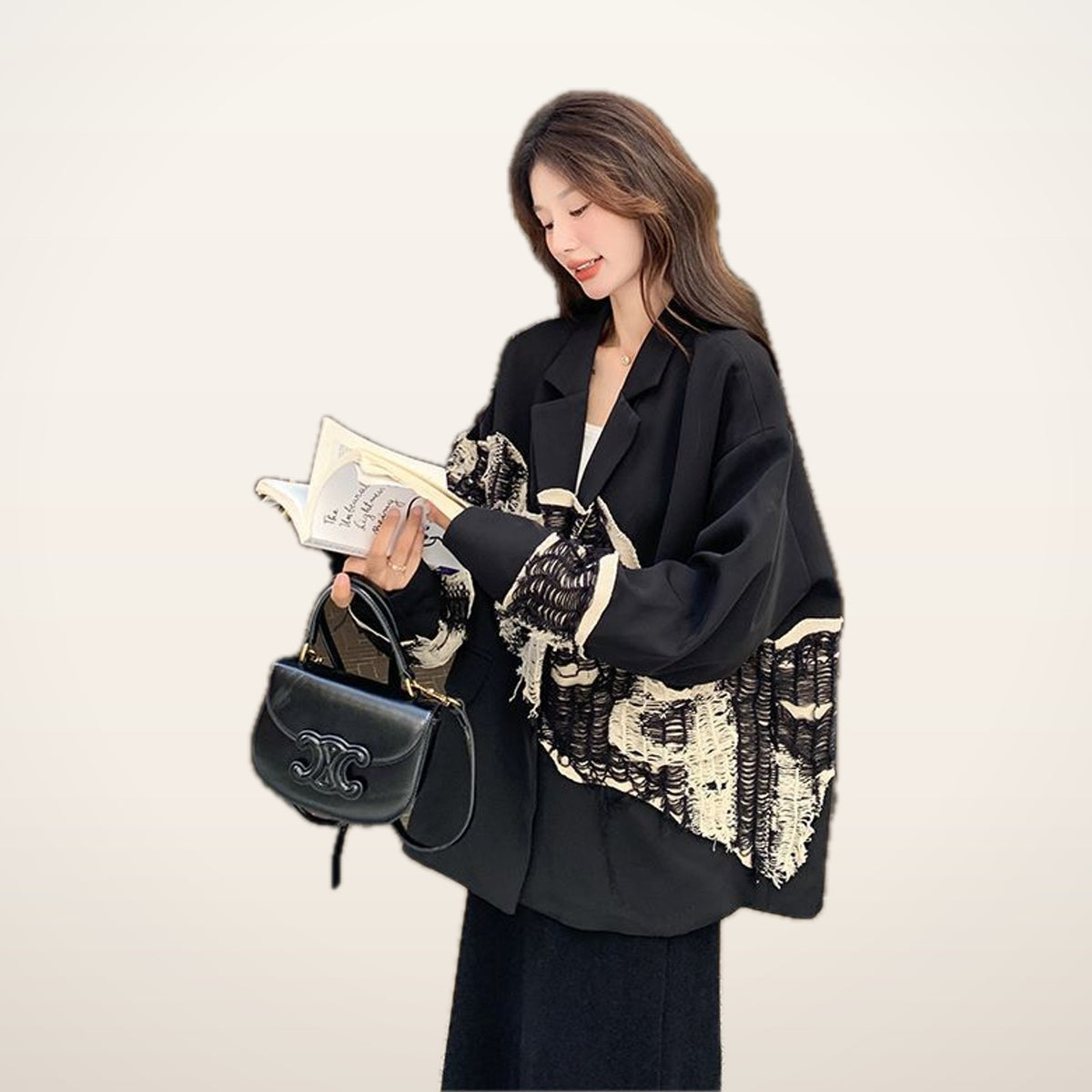 Seraphine Lace Panel Blazer | Velvetella