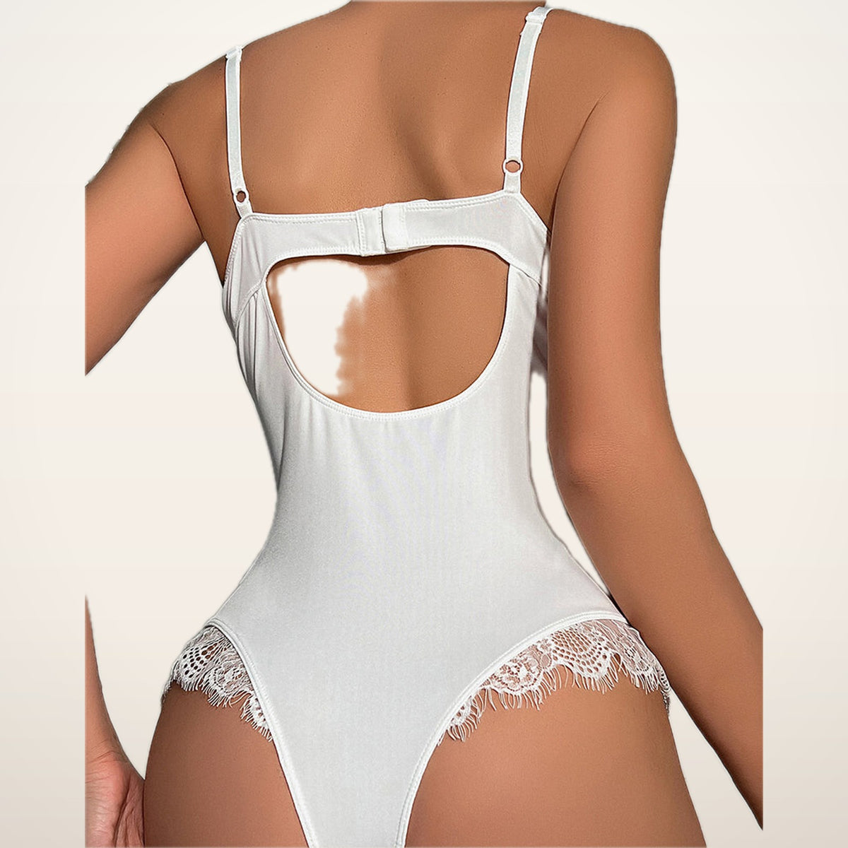 Noir Lace Cutout-Back Bodysuit | Velvetella