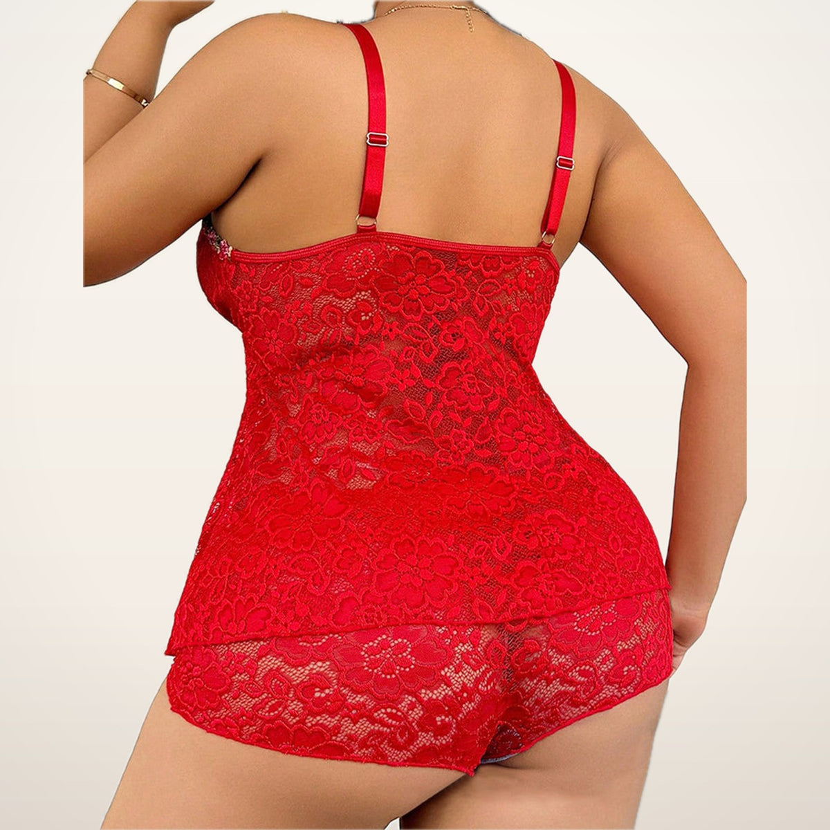 Belle Curve Lace Cami & Panty Set | Velvetella