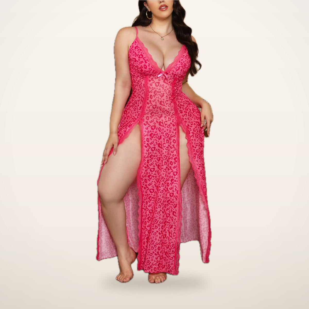 Luna Sheer Backless Slit Nightdress & Panty | Velvetella
