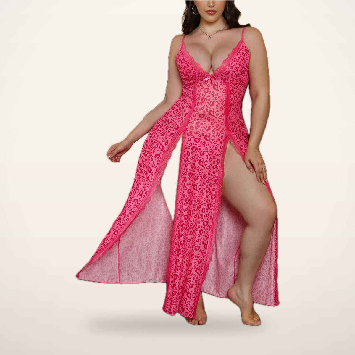 Luna Sheer Backless Slit Nightdress & Panty | Velvetella