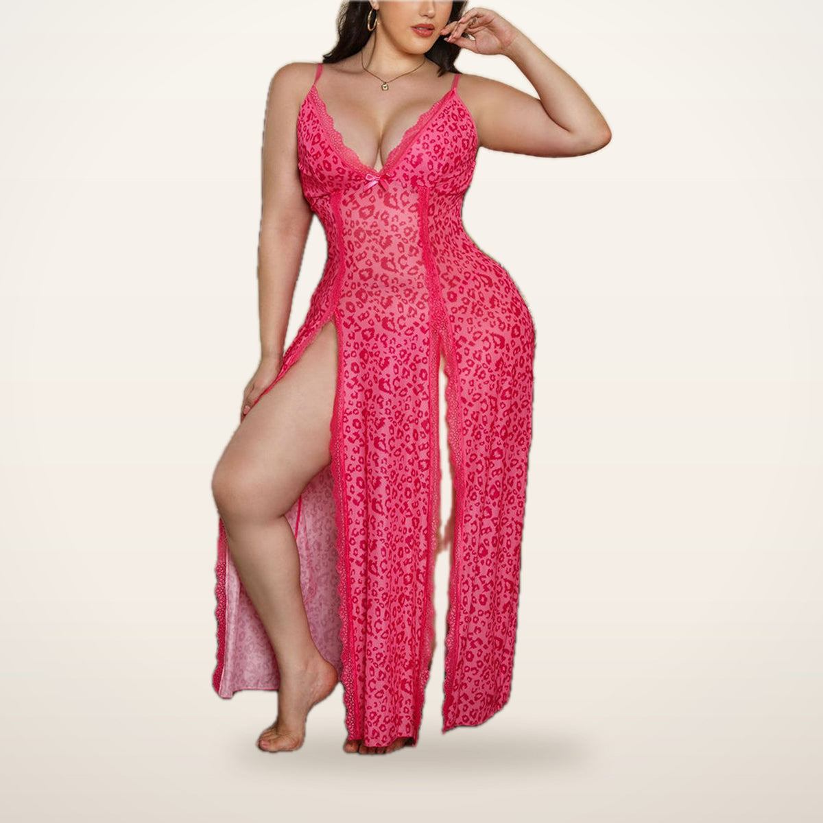 Luna Sheer Backless Slit Nightdress & Panty | Velvetella