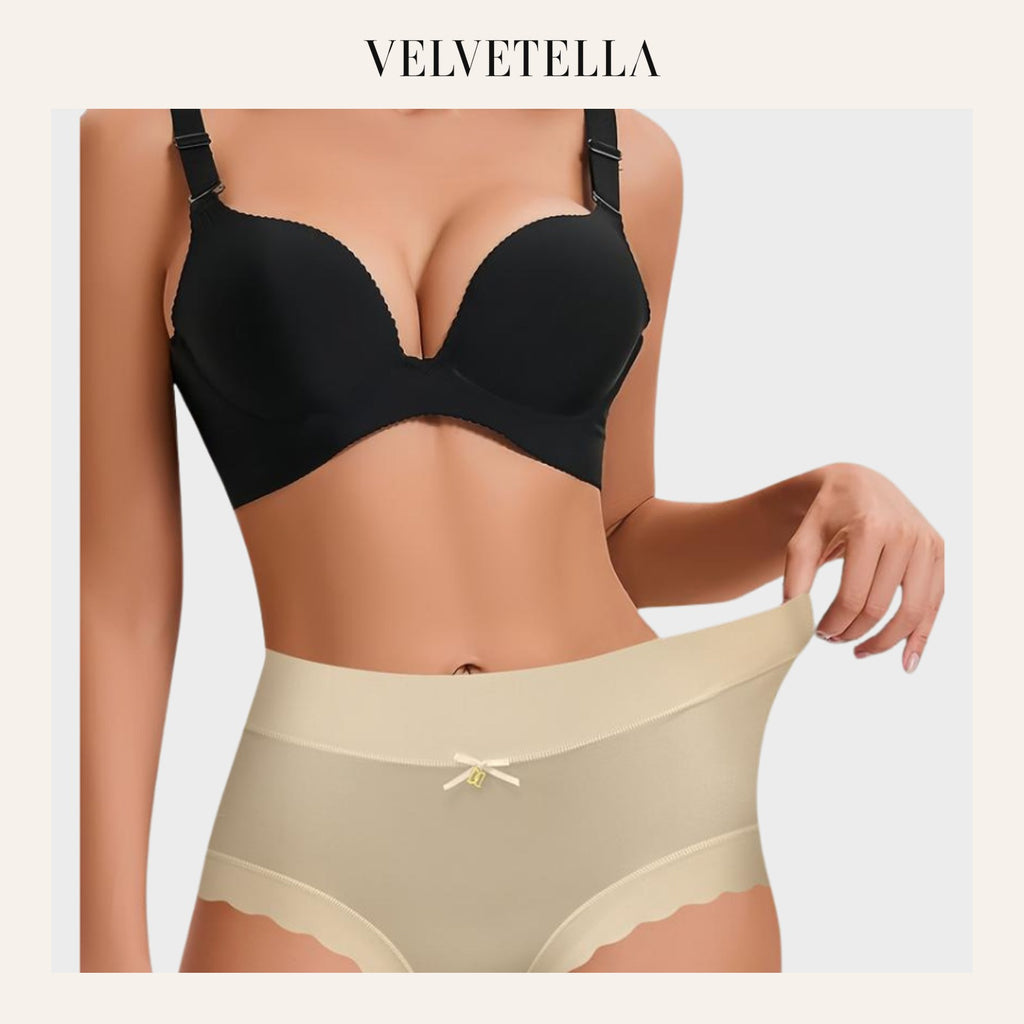 Silky High-Waist Seamless Briefs With Scalloped Edges (6 pack) | Velvetella