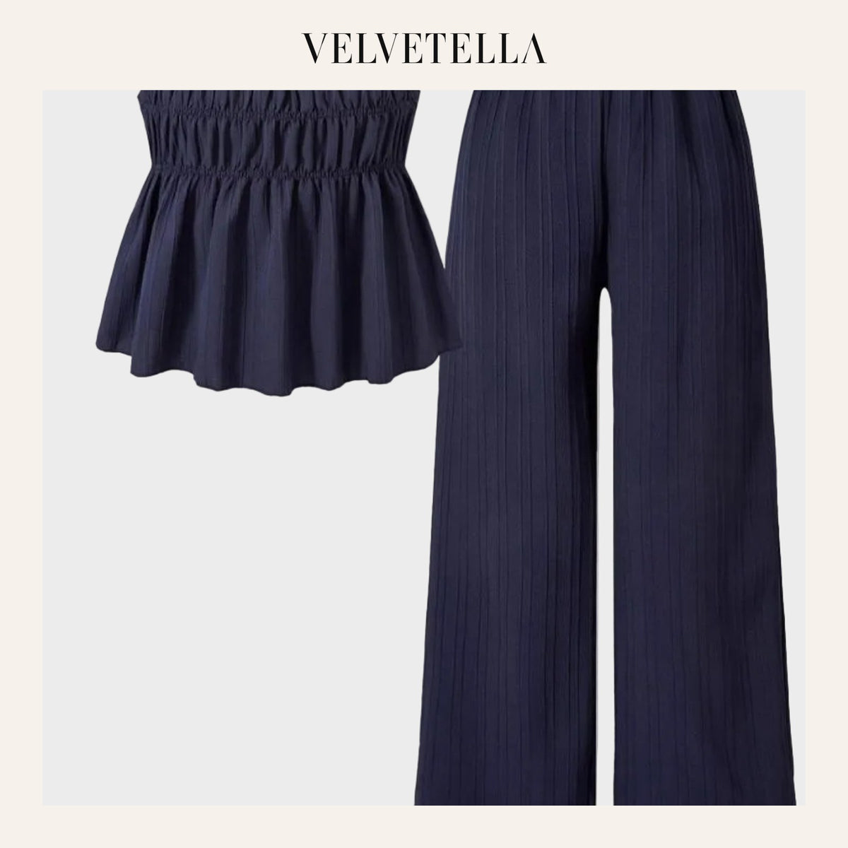 Solid Color Cami Top & Wide-Leg Pants Two-Piece Set | Velvetella