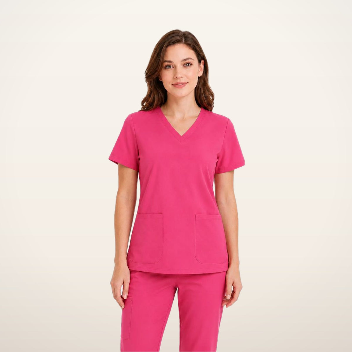 Stretch V-Neck 2-Pocket Uniform Costume Top | Velvetella