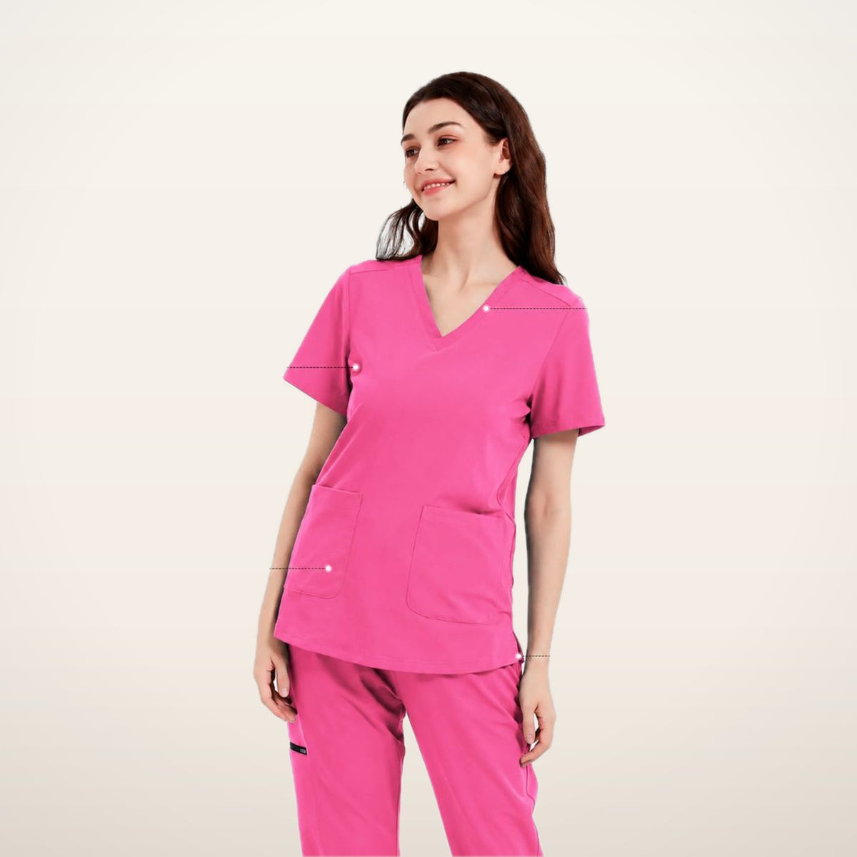 Stretch V-Neck 2-Pocket Uniform Costume Top | Velvetella
