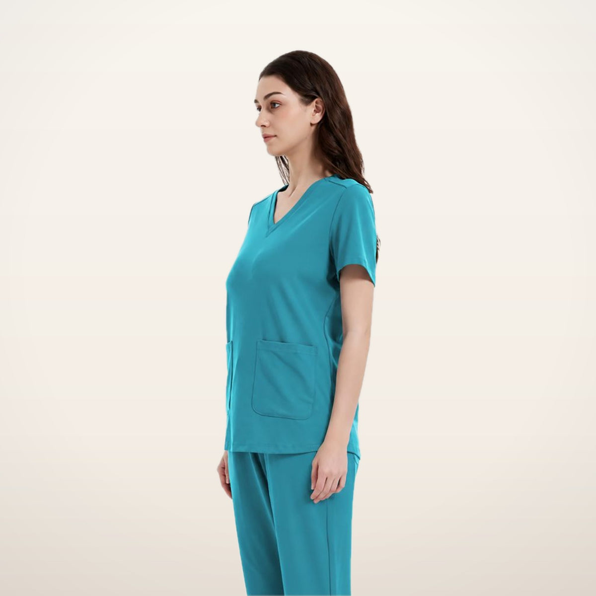 Stretch V-Neck 2-Pocket Uniform Costume Top | Velvetella
