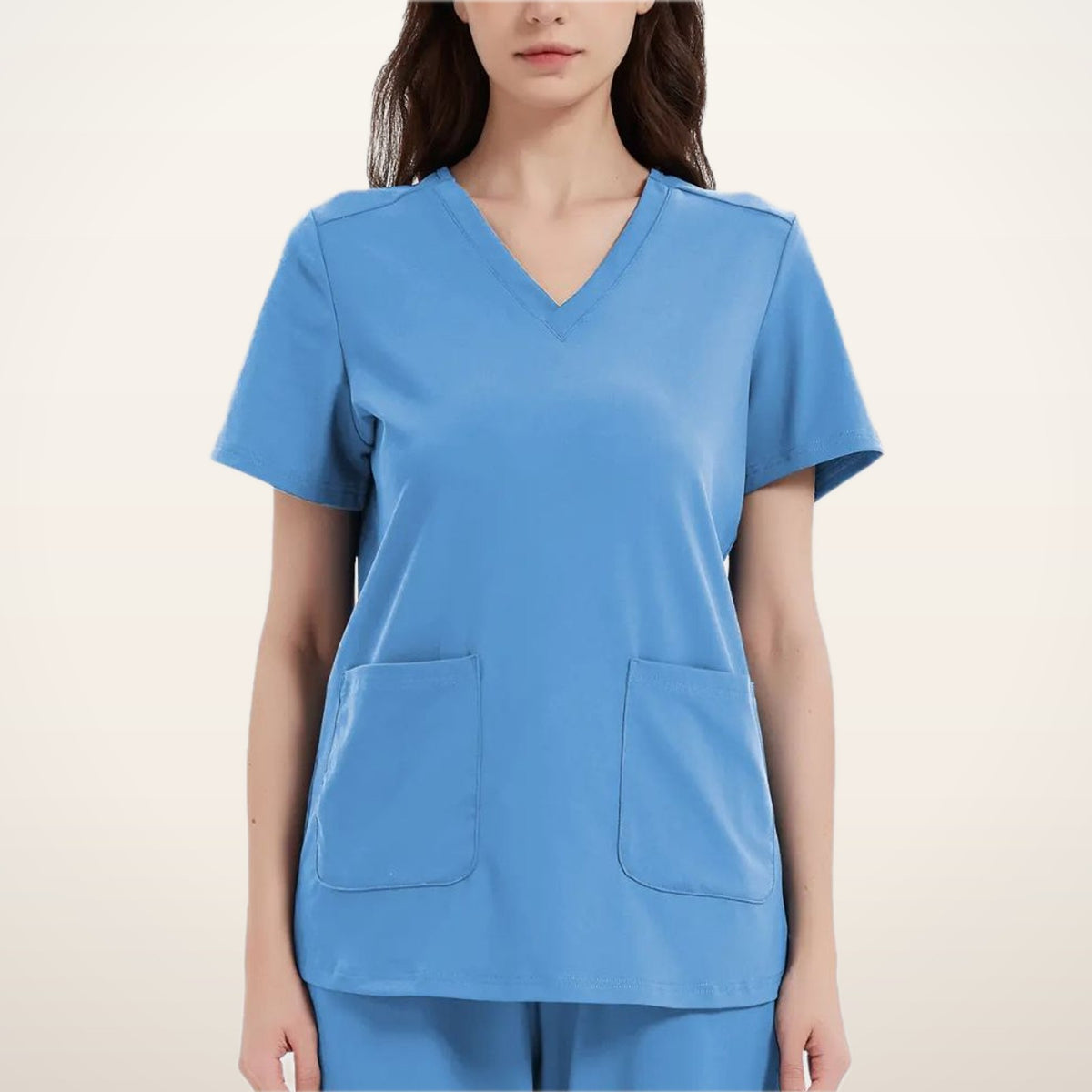 Stretch V-Neck 2-Pocket Uniform Costume Top | Velvetella