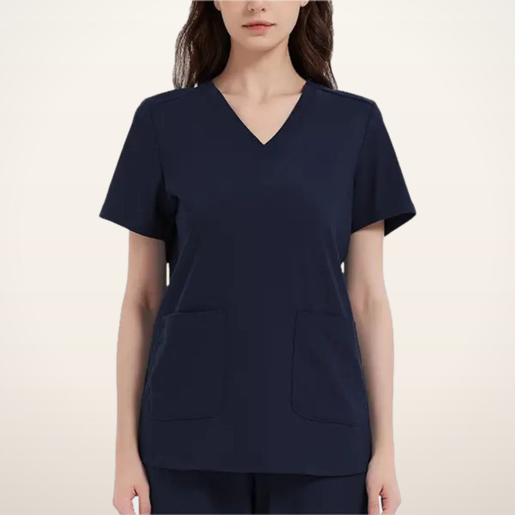 Stretch V-Neck 2-Pocket Uniform Costume Top | Velvetella