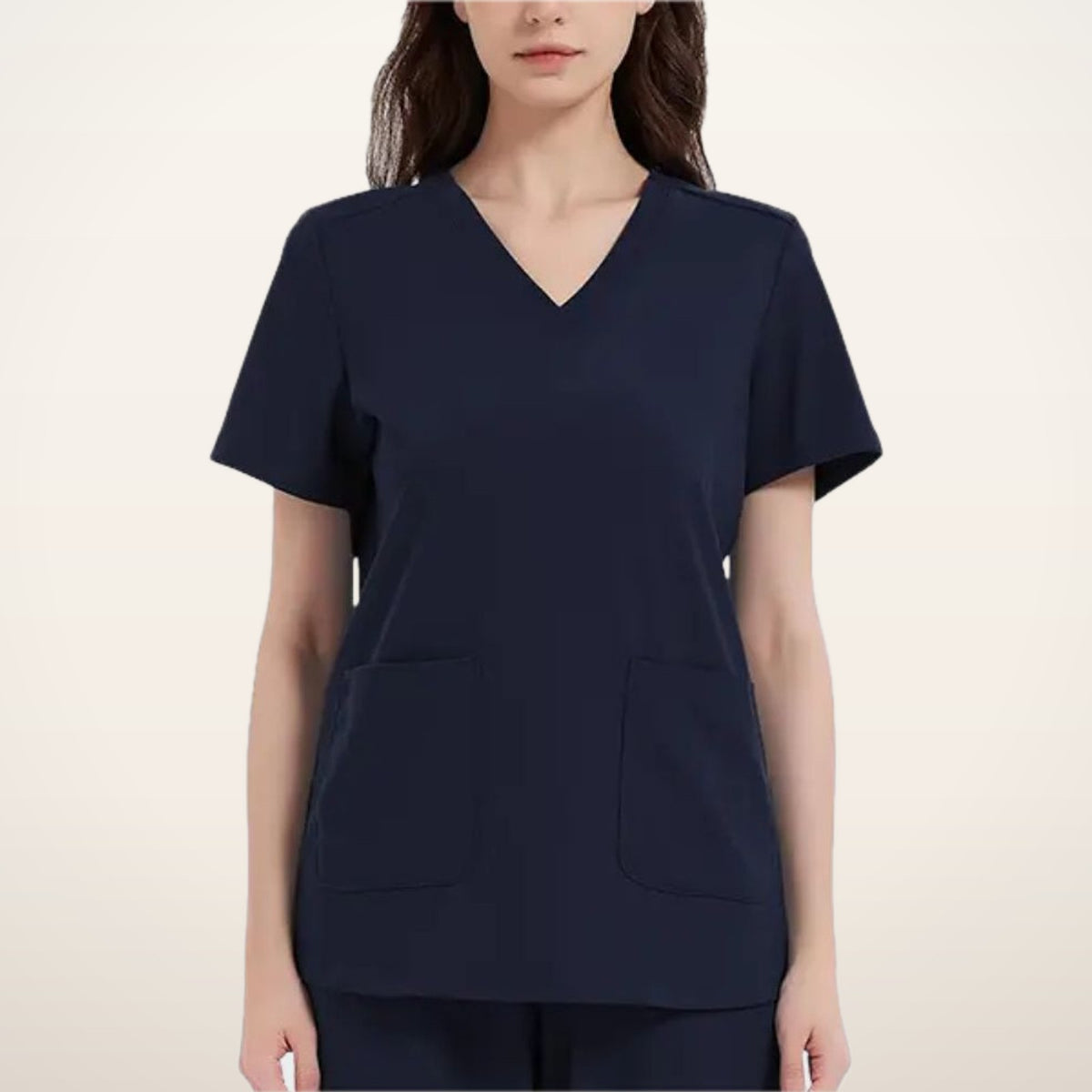 Stretch V-Neck 2-Pocket Uniform Costume Top | Velvetella