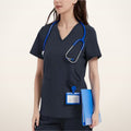 Stretch V-Neck 2-Pocket Uniform Costume Top | Velvetella