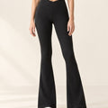 Studio Crossover Flare Pant in Black – front | Velvetella