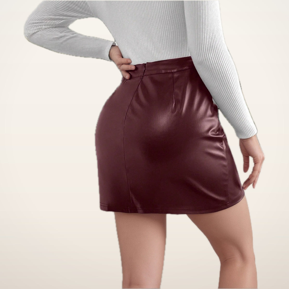 Studio Faux Leather Slit Skort | Velvetella