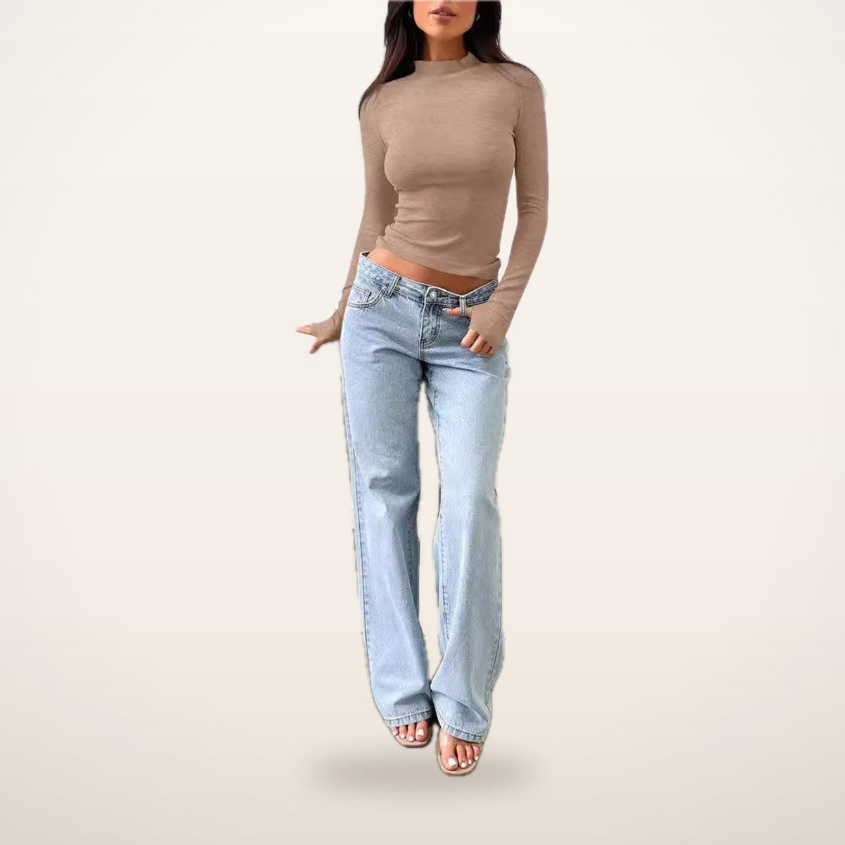 Studio Half-Zip Collar Long Sleeve | Velvetella