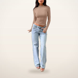 Studio Half-Zip Collar Long Sleeve | Velvetella