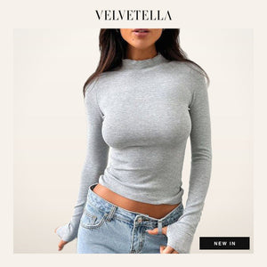 Studio Half-Zip Collar Long Sleeve | Velvetella