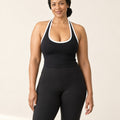 Studio Padded Waist-Length Tank in Black – front | Velvetella