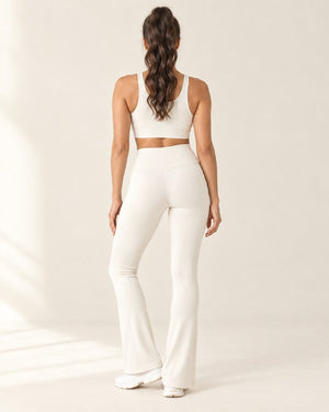 Studio Pocket Bootcut Pant in Coconut Milk White – back | Velvetella