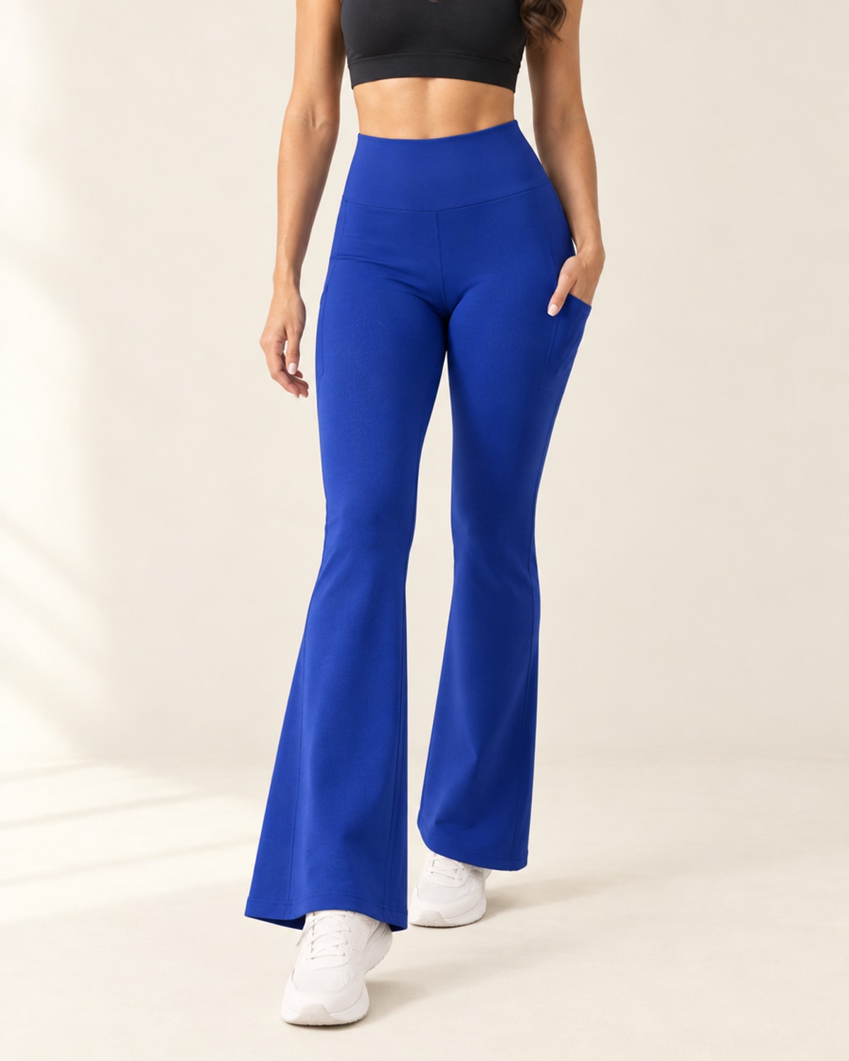 Studio Pocket Bootcut Pant in Sapphire Blue – feature | Velvetella