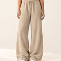 Studio Wide-Leg Sweatpant in Khaki – front | Velvetella