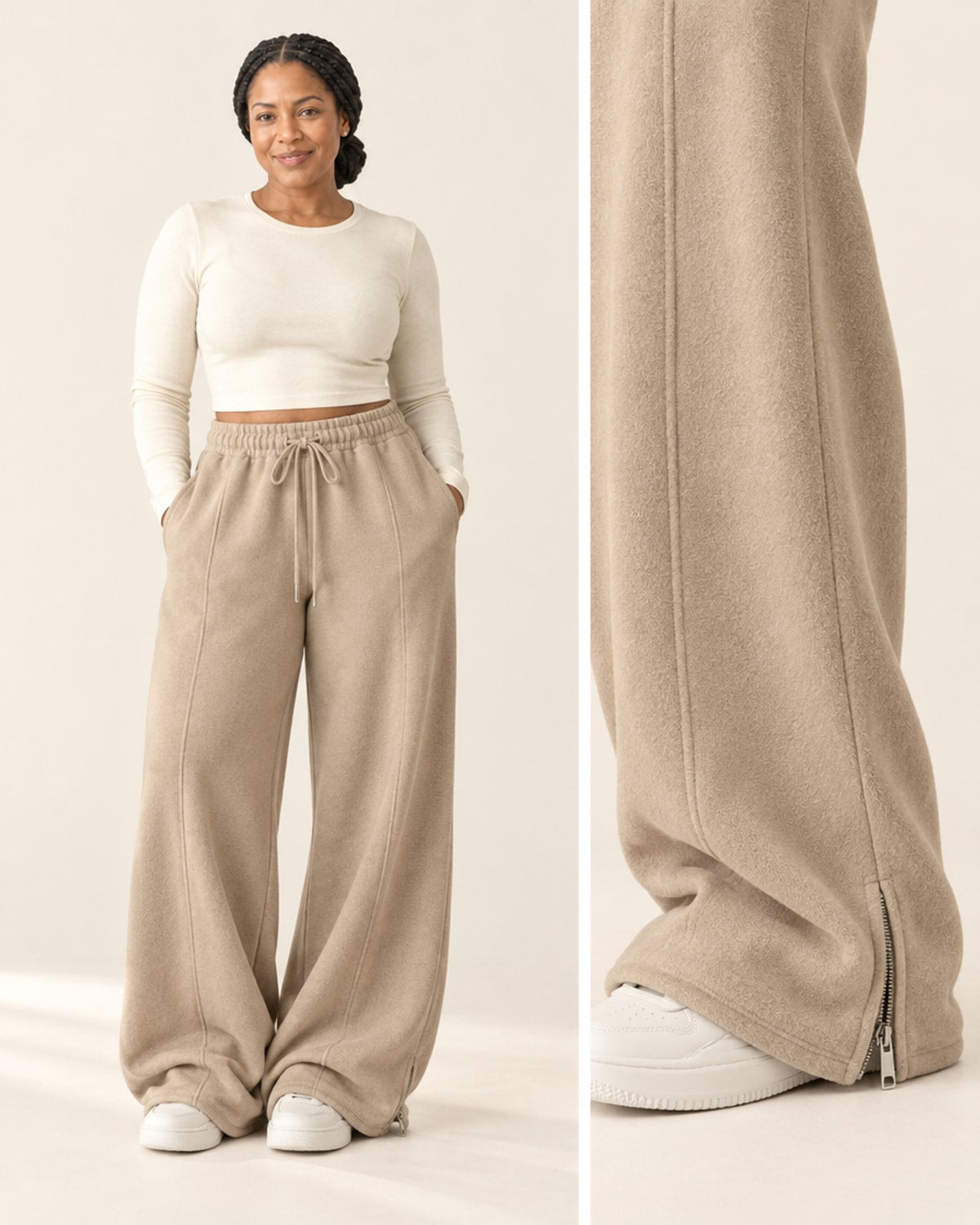 Studio Wide-Leg Sweatpant in Khaki – feature | Velvetella