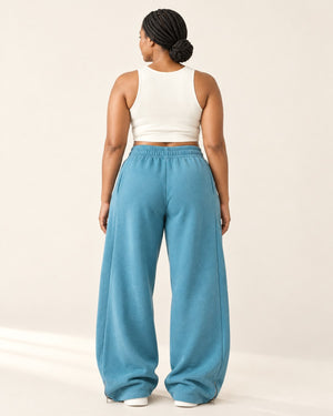 Studio Wide-Leg Sweatpant in Lagoon – back | Velvetella
