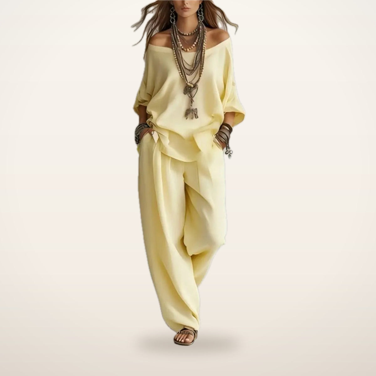 Bonnie Linen Top & Wide-Leg Pants Set | Velvetella
