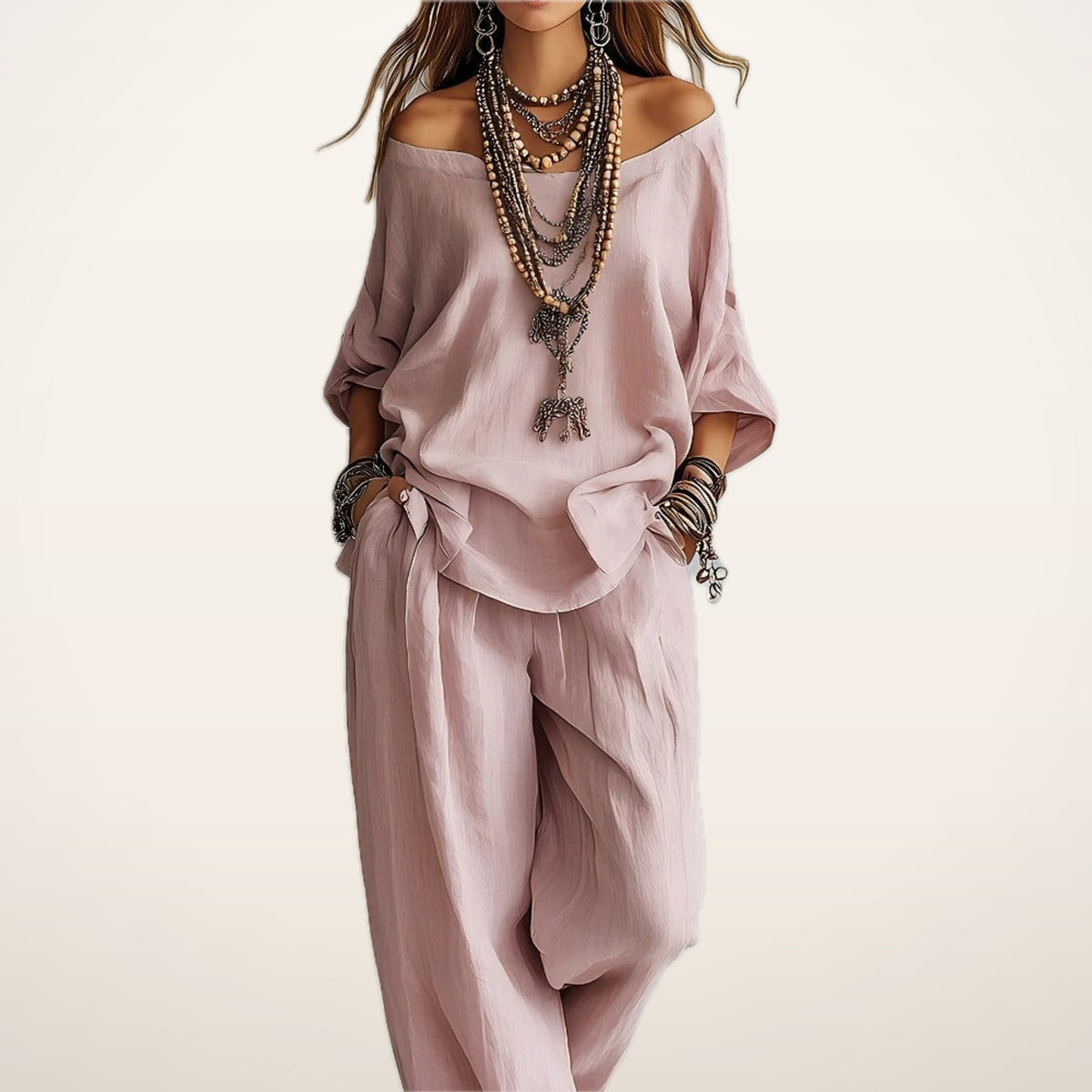 Bonnie Linen Top & Wide-Leg Pants Set | Velvetella