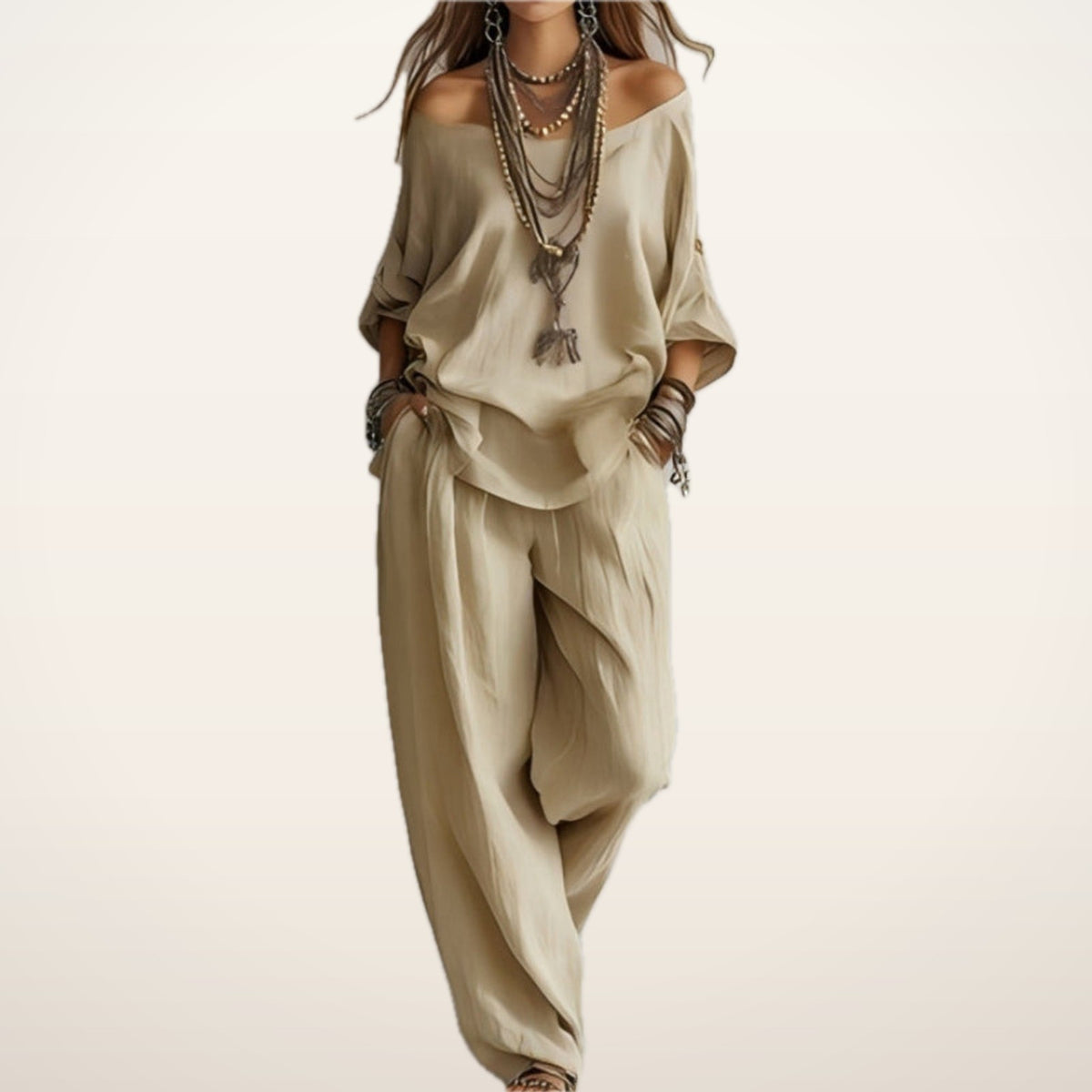 Bonnie Linen Top & Wide-Leg Pants Set | Velvetella