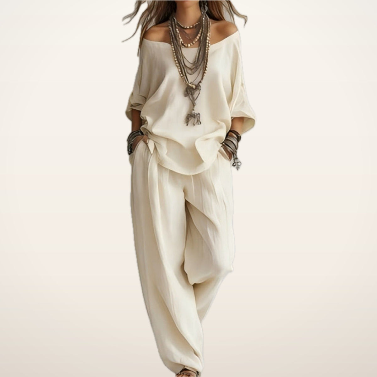 Bonnie Linen Top & Wide-Leg Pants Set | Velvetella