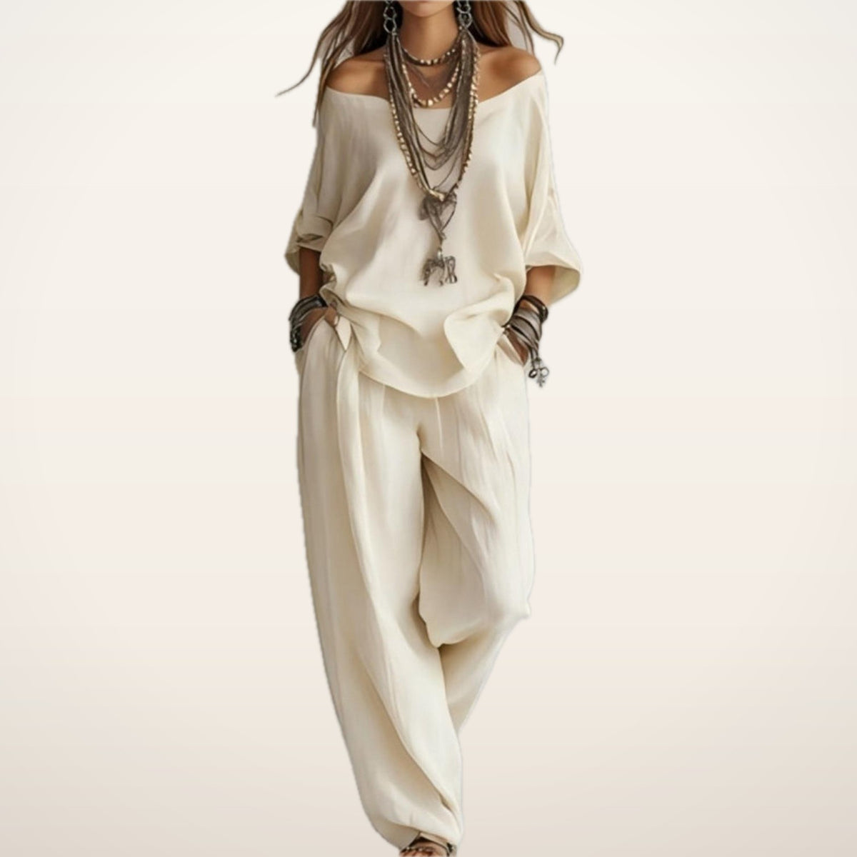 Bonnie Linen Top & Wide-Leg Pants Set | Velvetella