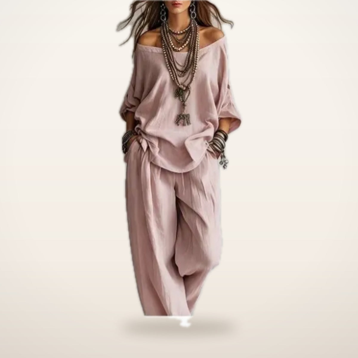 Bonnie Linen Top & Wide-Leg Pants Set | Velvetella