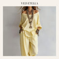 Summer Linen Set Relaxed Fit Top & Wide-Leg Pants Effortless Casual Wear | Velvetella