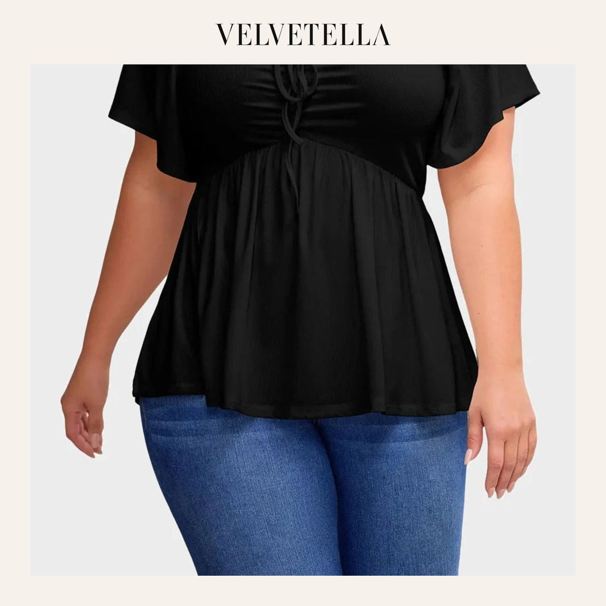 Sweetheart Ruched Peplum Ribbed Blouse | Velvetella