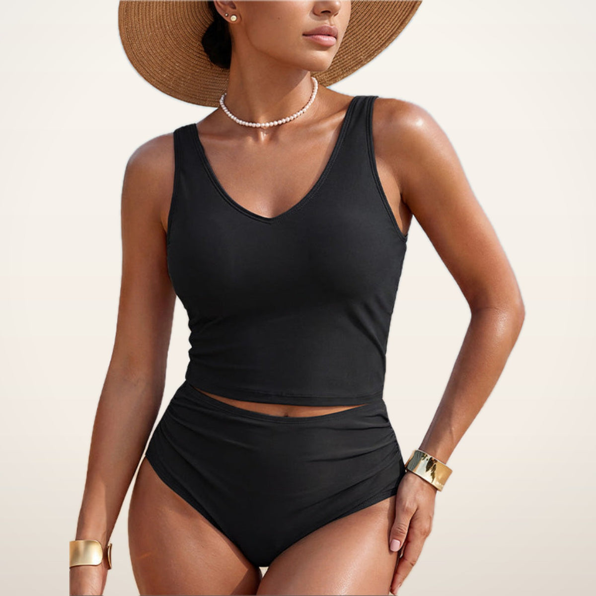 Lani Cutout-Back Smoothing Tankini Set | Velvetella