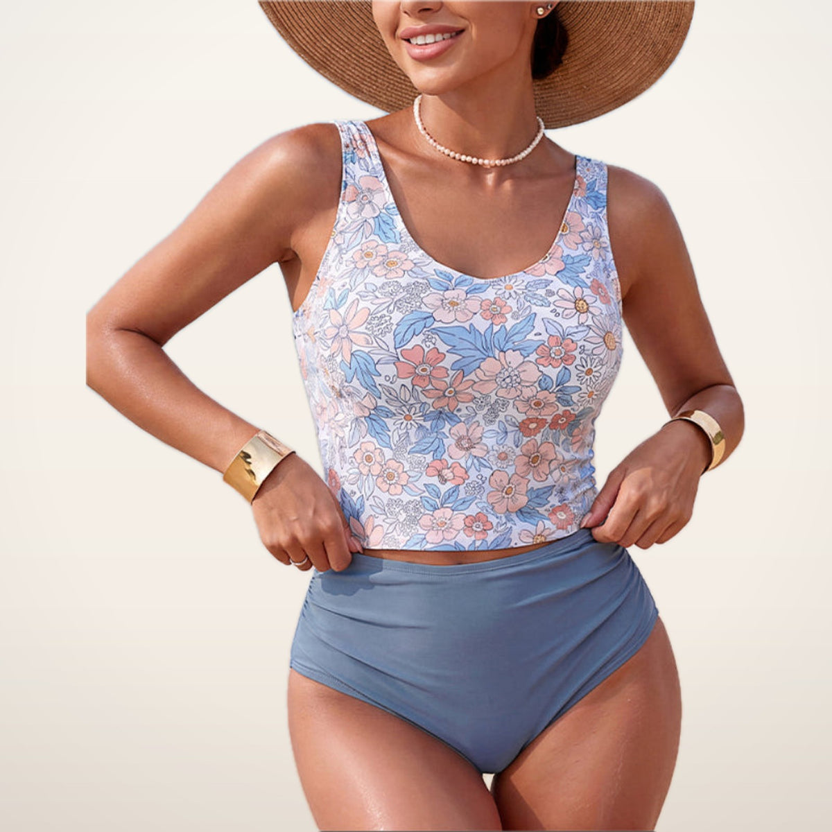 Lani Cutout-Back Smoothing Tankini Set | Velvetella