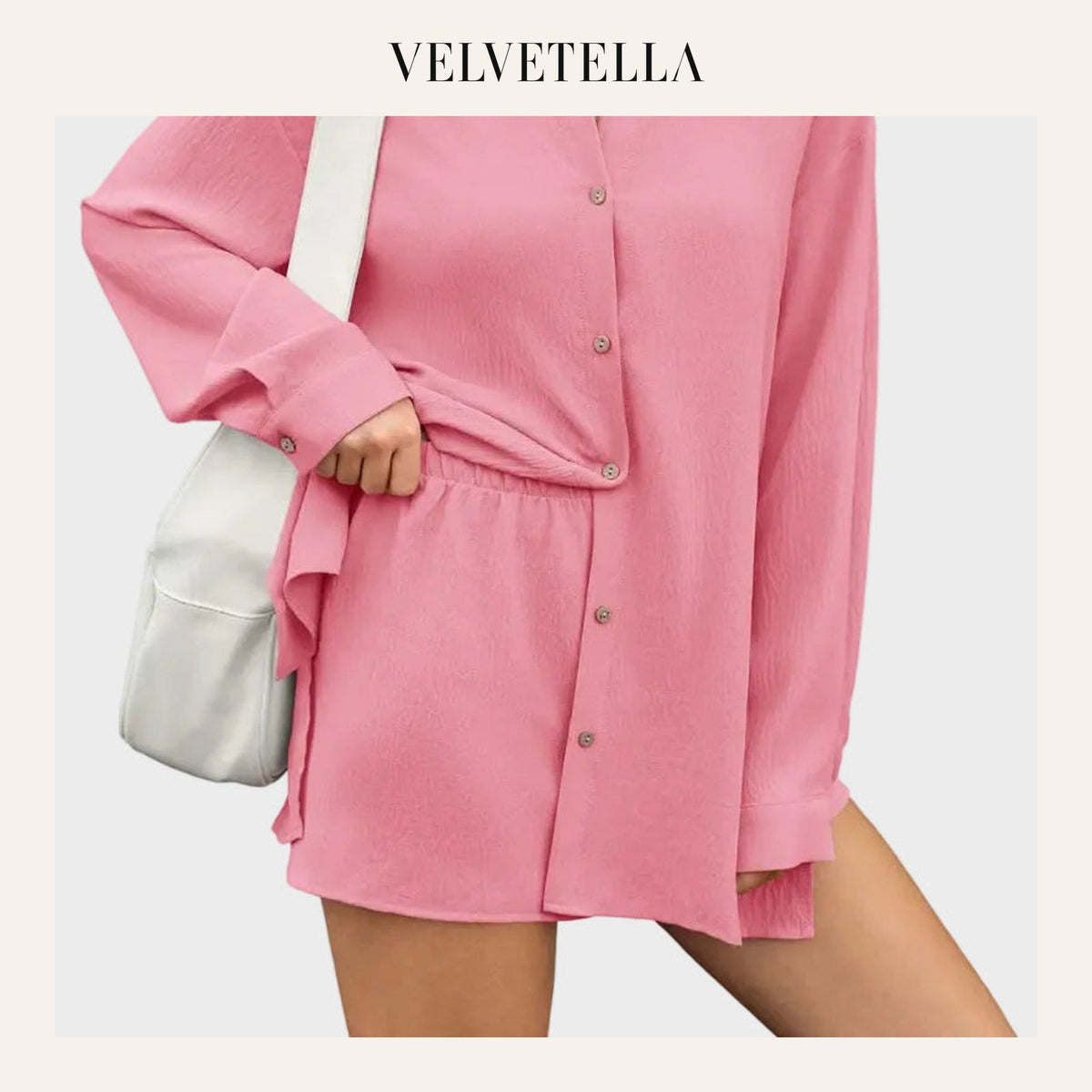 Women Gauze Shirt Shorts Set 2-in-1 Oversized Beach Cover Up Outfit | Velvetella