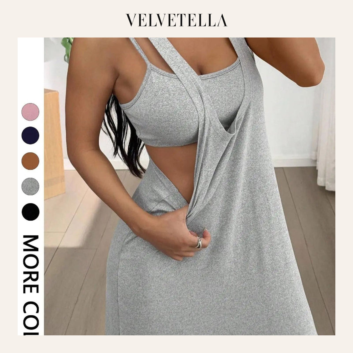 Women’s 2 Piece Tank & Cutout Maxi Dress Set Soft Stretch Double Strap | Velvetella
