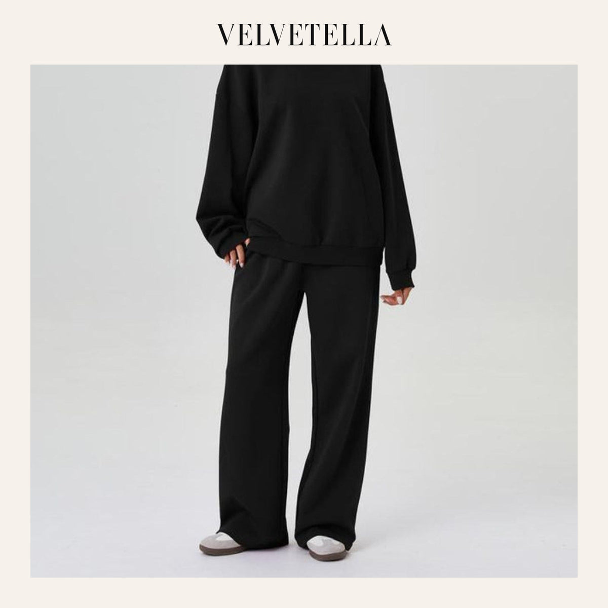 Women’s Cozy Two-Piece Lounge Set – One-Shoulder Long Sleeve Top & Wide-Leg Pants | Velvetella