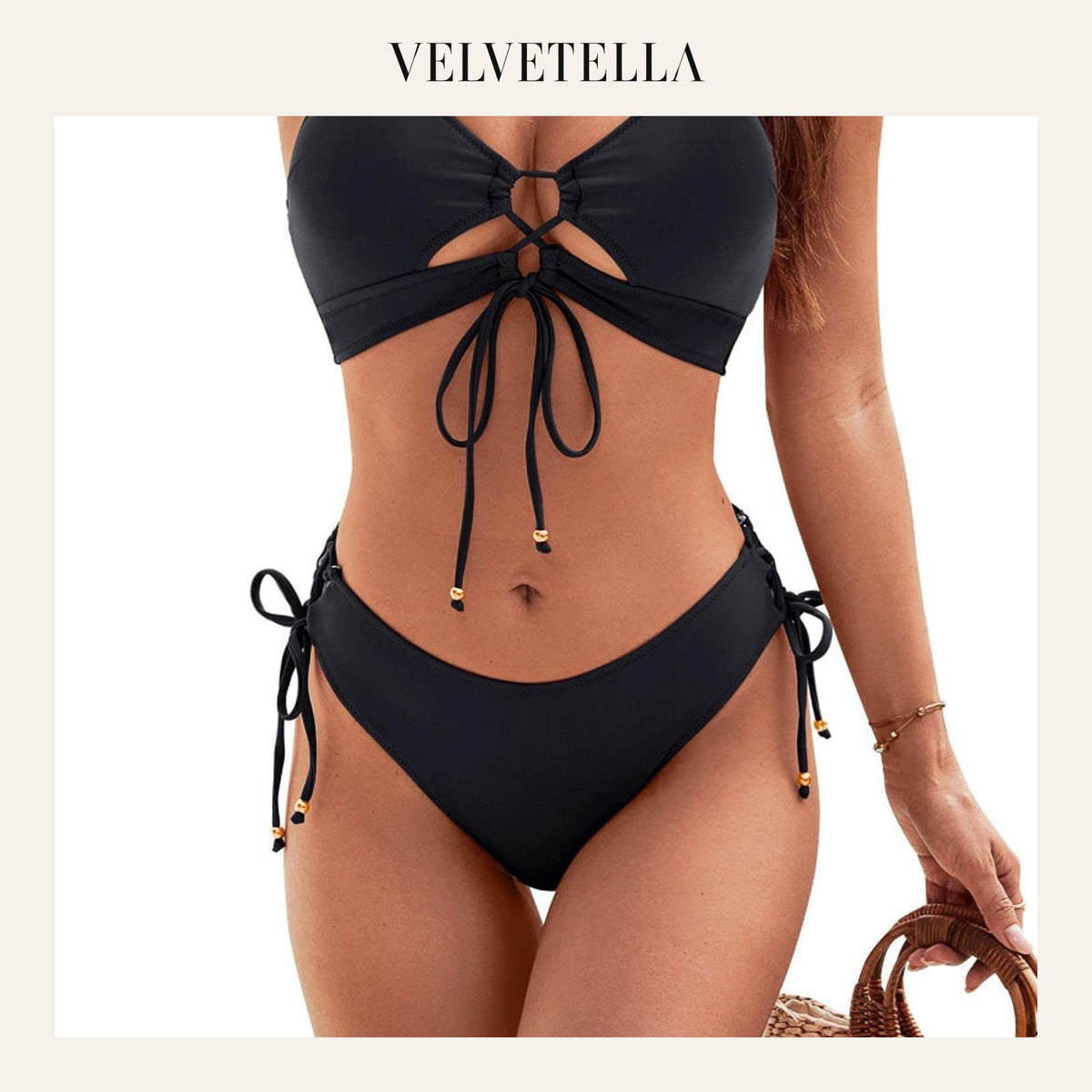 Women’s Cutout String Bikini Set Two Piece Swimsuit Bathing Suit | Velvetella
