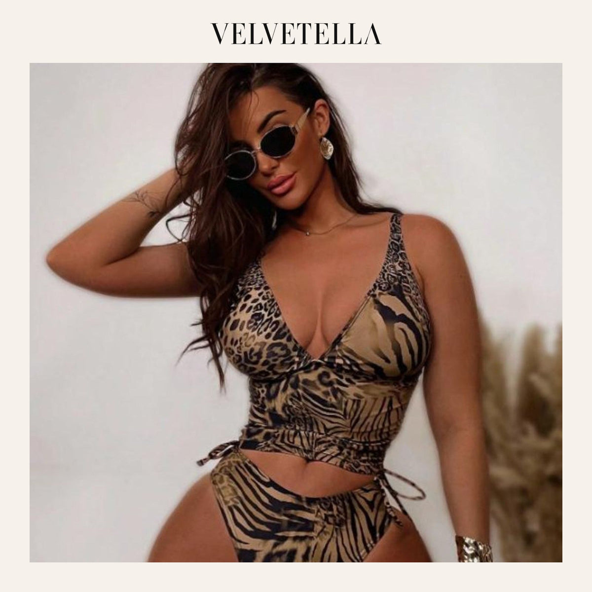Women’s Leopard Print 2-Piece Swim Set, Backless Tankini & High Cut Shorts | Velvetella