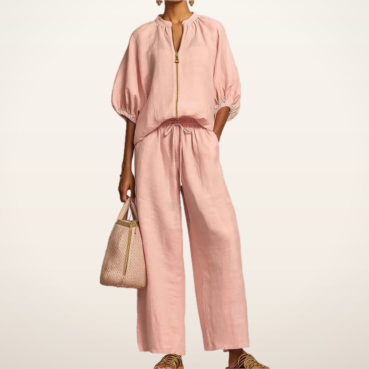 Paige Zip Top & Wide-Leg Pants Set | Velvetella