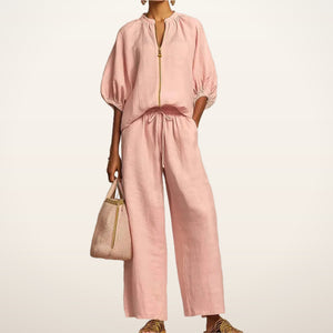 Paige Zip Top & Wide-Leg Pants Set | Velvetella
